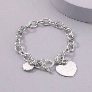 Silver Casual Women's Heart Shaped Bracelet